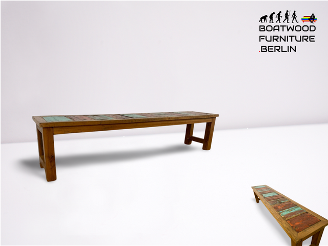 Boatwood by WMK # Sehr schöne und robuste 200cm lange Holzbank aus altem Bootsholz, ein handgefertigtes Unikat aus massivem Teakholz # Upcycling Sitzbank Bank Bench Küchenbank Gartenmöbel Balkonmöbel