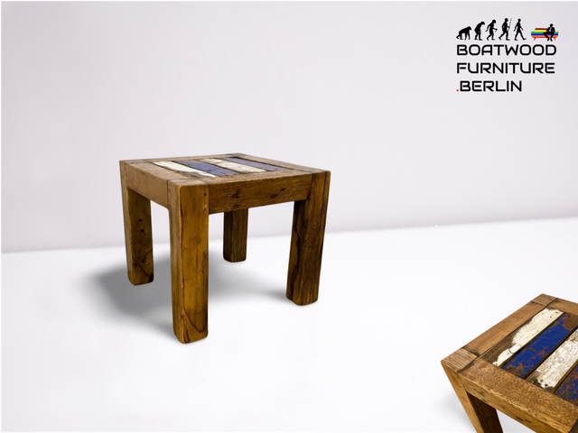 Boatwood by WMK # Sehr hübscher kleiner Couchtisch aus altem Bootsholz, ein handgefertigtes Unikat aus massivem Teakholz # Beistelltisch Wohnzimmertisch Tischchen Coffee Table Blumentisch Bootsmöbel