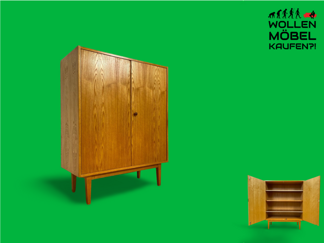 WMK Stilvoller und sehr gut erhaltener Mid-Century Wäscheschrank 602/B aus 1965 in Senesche , ein Original von Franz Ehrlich für VEB Hellerau # Schrank Highboard Sideboard Kommode DDR 60er Vintage