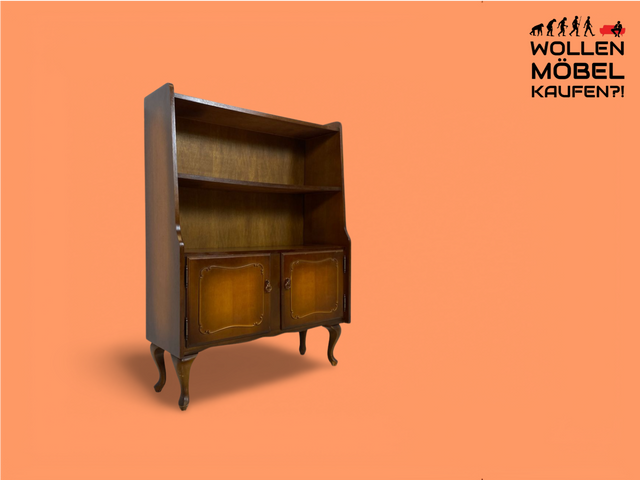 WMK Formschöner und sehr gut erhaltener Chippendale Bücherschrank mit hübschen Tatzenfüßen und Messinggriffen # Regal Bücherregal Highboard Kommode Schrank Stilmöbel Vintage 60er # Lieferung möglich