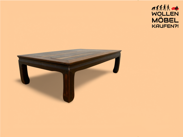 WMK Sehr schöner jedoch etwas abgerockter niedriger Vintage Couchtisch aus vollem Holz # großer Wohnzimmertisch Opiumtisch Coffee Table # Lieferung möglich