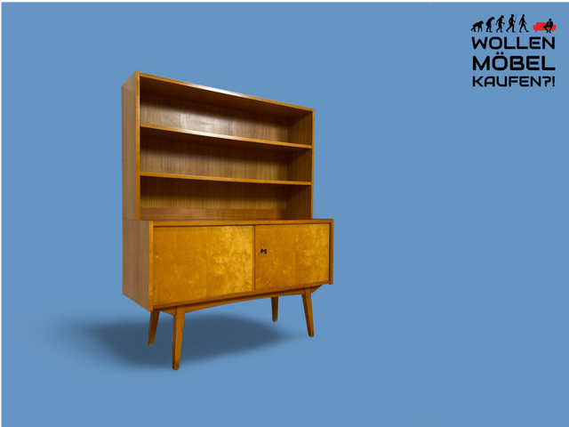 WMK Raumaufhellender und gut erhaltener Mid-Century Bücherschrank Modell 3336 von VEB Möbelfabrik Werdau aus 1964 # Regal Bücherregal Schrank Wäschekommode Kommode Sideboard DDR Vintage Retro 60er