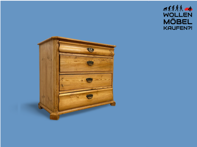 WMK Wunderschöne dänische antike Kommode aus vollem Holz mit Schubladen und Messingbeschlägen # Schrank Schubladenkommode Wäschekommode Wickelkommode Weichholz Bauernkommode Biedermeier Vintage