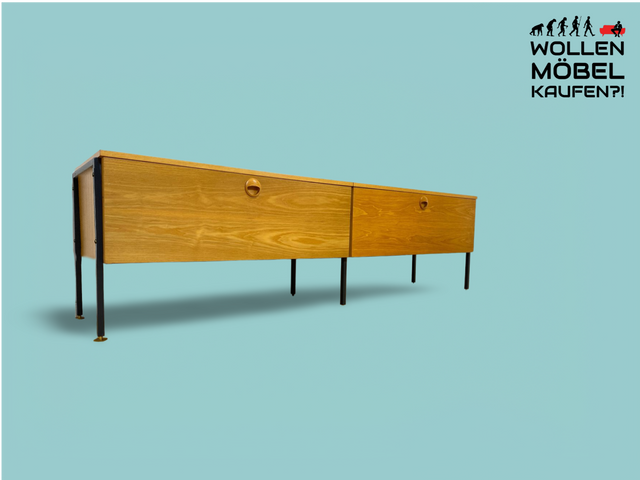 WMK Stilvolles und sehr gut erhaltenes Designer Lowboard 430/61 von Joachim Nebelung für VEB Hellerau , in Sen/Esche , 1970 # Sideboard Lowbaord TV-Lowboard Fernsehunterschrank DDR Vintage 70er Retro