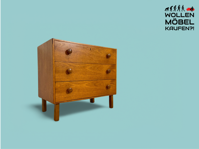 WMK Freundliche und geräumige skandinavische Kommode in Teakholz mit Schubladen und hübschen Holzgriffen # Kommode Sideboard Wäschekommode Schubladenkommode Schrank Mid-Century 60er 70er Vintage Retro