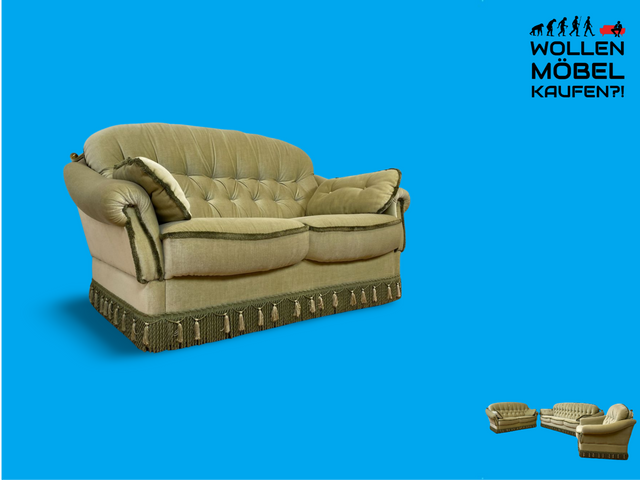 WMK Pretty, comfortable and very well preserved vintage sofa with quilted back, fold-out armrests, fringes &amp; velvety original cover # 2-seater couch 2-seater seating set daybed loveseat retro