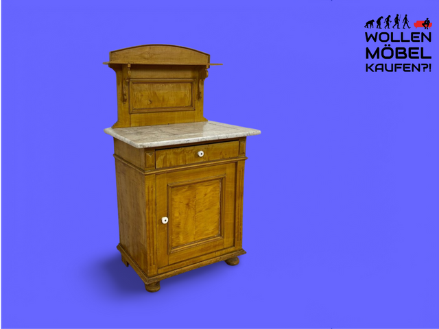 WMK Very beautiful antique Danish chest of drawers made of solid wood with marble top, drawer &amp; wooden decorations # Marble chest of drawers Hallway chest of drawers Washstand Storage Changing table Side table Art Nouveau Vintage