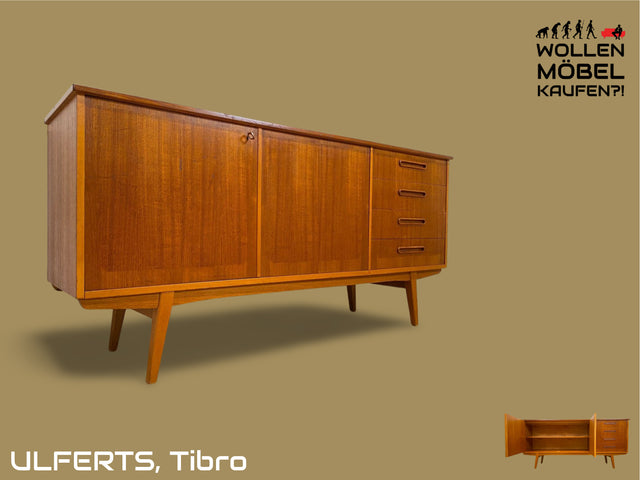 WMK # Formschönes skandinavischer Mid-Century Designer Sideboard von Ulferts in Teakholz mit Schubladen # Kommode Schrank Anrichte TV-Bank Danish Design Vintage Teak Berlin Hamburg