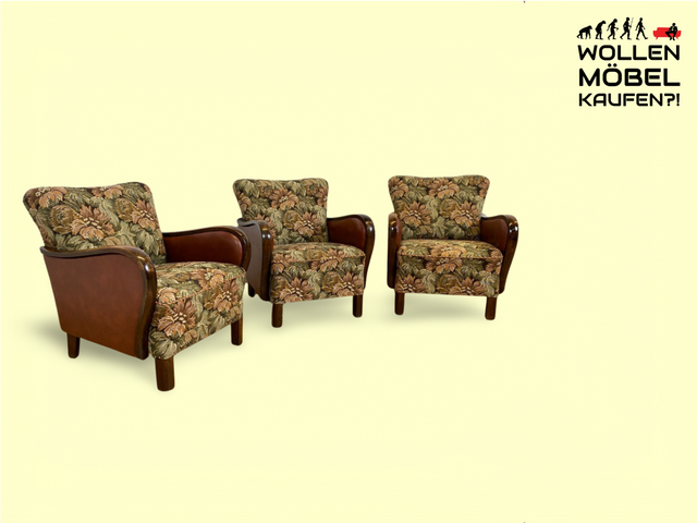 WMK 1/3 Absolutely wonderful and particularly well-preserved 1930s Art Deco armchair with floral original cover &amp; comfortable spring core # Club chair lounge chair antique reading chair vintage # Shipping possible
