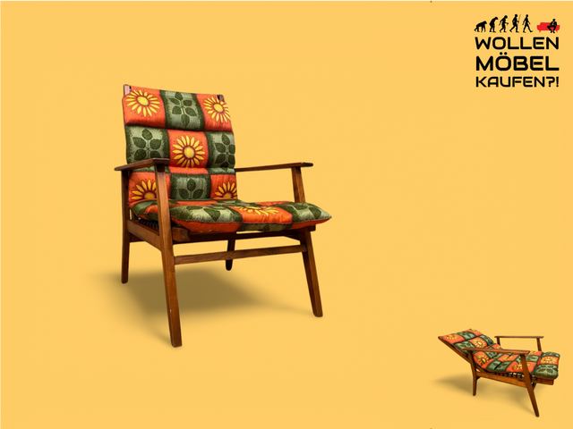 WMK Beautiful and well-preserved folding chair - folding armchair garden furniture garden chair-Mid Century Retro Scandinavian - delivery possible