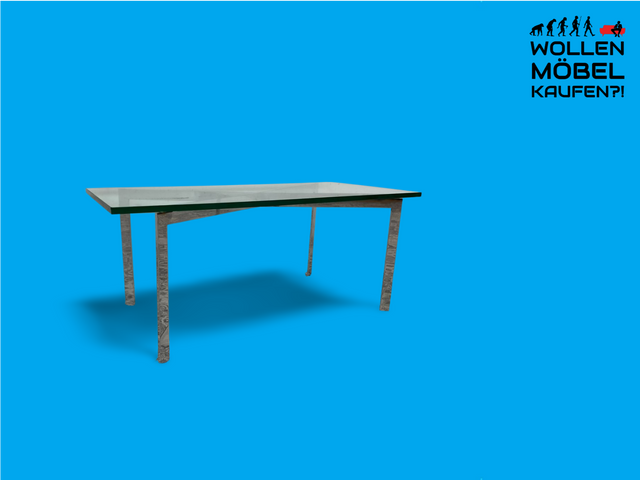 WMK Well-preserved coffee table with glass top and chrome frame, similar to Barcelona by Knoll # Table glass table glass coffee table living room table chrome retro vintage # Delivery possible