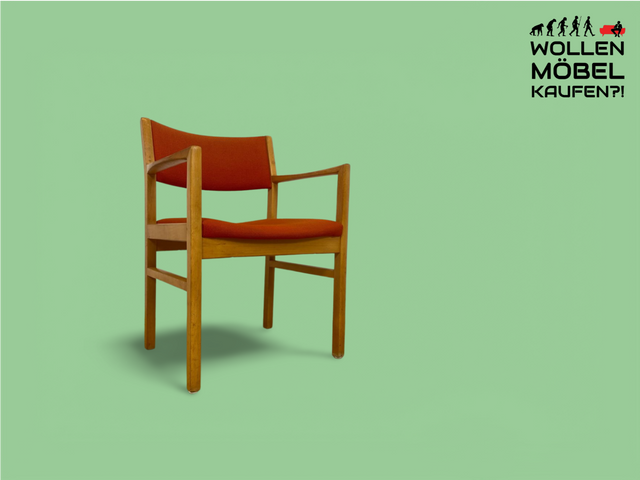 WMK High-quality and well-preserved Scandinavian designer chair by Sorø Stolefabrik from Denmark with red original cover # Armchair Chair Desk Chair Danish Design Vintage Mid-Century