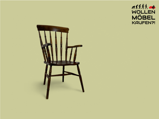 WMK Very well preserved antique English Windsor Chair made of elm wood with high backrest # Armchair Armchair Chair Reading Chair Captain's Chair Reading Chair Captain chair Oxford Strut Chair Vintage