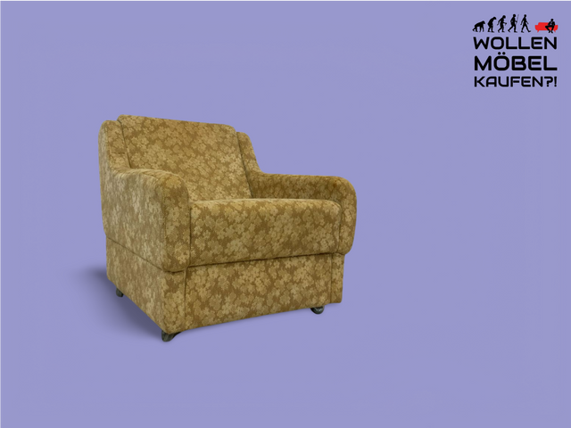 WMK Colorful and very well preserved retro armchair on wheels with floral original cover # Armchair Lounge chair Cocktail chair Reading chair Seating set Vintage 60s 70s