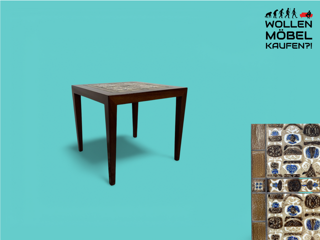WMK Scandinavian designer coffee table Nils Thorsson &amp; Severin Hansen for Haslev Møbelfabrik with Baca tiles from the Danish Royal Porcelain Factory # Coffee table tile table coffee table vintage