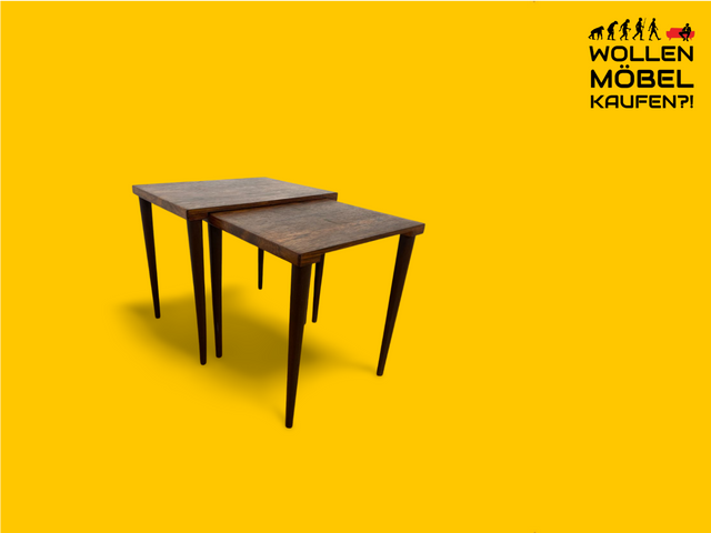 WMK Stylish &amp; well-preserved Scandinavian 2-in-1 nesting table made of fine rosewood with particularly beautiful grain # Side table Coffee table Vintage Danish Design Mid-Century Rosewood