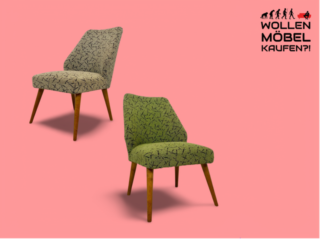 WMK 1/2 Kultiger und sehr gut erhaltener 50er Jahre Cocktailsessel mit schönem Originalbezug und bequemen Federkernsitz # Sessel Clubsessel Stuhl Lesesessel Lesestuhl Mid-Century Rockabilly Vintage