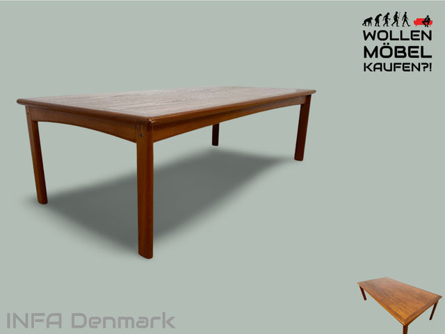 WMK I Stilvoller 150x75cm großer skandinavischer Wohnzimmertisch von namenhaften INFA Denmark aus Teakholz I Couchtisch Coffee Table Danish Design Vintage Mid-Century 60er 70er Berlin Hamburg Dortmund