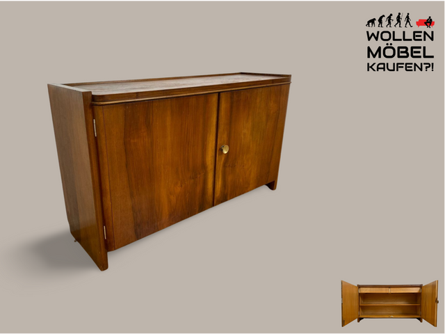 WMK # Hübsche & gut erhaltene 50er Jahre Kommode aus vollem Holz in Nussbaum mit Schubladen & schönem Messinggriff # Sideboard Wäschekommode Schrank Anrichte Lowboard TV-Lowboard Vintage Mid-Century