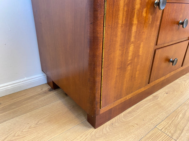 WMK # Very pretty &amp; well-preserved 50s chest of drawers made of solid wood with drawers &amp; beautiful brass handles # Sideboard, laundry chest, cupboard, sideboard, lowboard, TV lowboard, vintage mid-century 60s