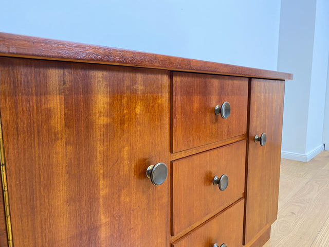 WMK # Very pretty &amp; well-preserved 50s chest of drawers made of solid wood with drawers &amp; beautiful brass handles # Sideboard, laundry chest, cupboard, sideboard, lowboard, TV lowboard, vintage mid-century 60s