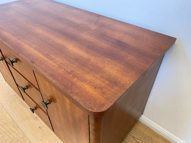WMK # Very pretty &amp; well-preserved 50s chest of drawers made of solid wood with drawers &amp; beautiful brass handles # Sideboard, laundry chest, cupboard, sideboard, lowboard, TV lowboard, vintage mid-century 60s