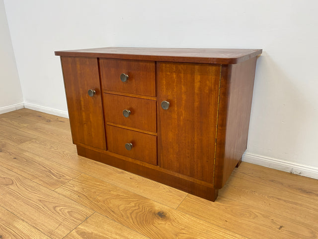 WMK # Very pretty &amp; well-preserved 50s chest of drawers made of solid wood with drawers &amp; beautiful brass handles # Sideboard, laundry chest, cupboard, sideboard, lowboard, TV lowboard, vintage mid-century 60s