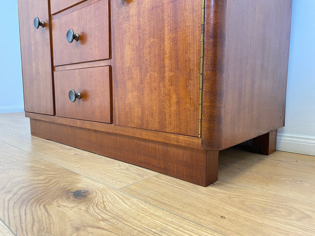 WMK # Very pretty &amp; well-preserved 50s chest of drawers made of solid wood with drawers &amp; beautiful brass handles # Sideboard, laundry chest, cupboard, sideboard, lowboard, TV lowboard, vintage mid-century 60s