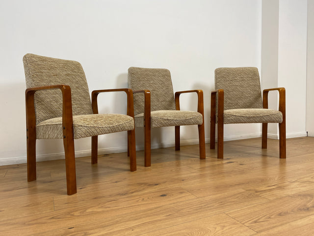 WMK # 1/3 Beautifully designed, comfortable and very well-preserved mid-century armchair with light original cover and teak frame # Chair, reading chair, armchair, desk chair, vintage 60s 70s