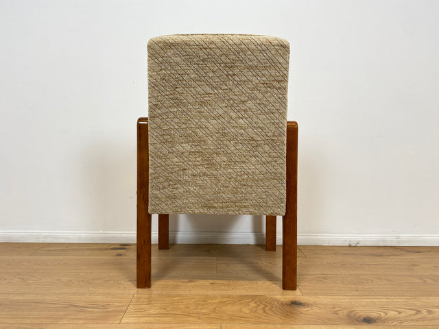 WMK # 1/3 Beautifully designed, comfortable and very well-preserved mid-century armchair with light original cover and teak frame # Chair, reading chair, armchair, desk chair, vintage 60s 70s