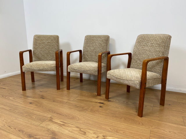 WMK # 1/3 Beautifully designed, comfortable and very well-preserved mid-century armchair with light original cover and teak frame # Chair, reading chair, armchair, desk chair, vintage 60s 70s