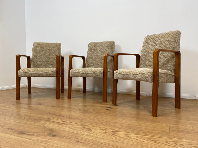WMK # 1/3 Beautifully designed, comfortable and very well-preserved mid-century armchair with light original cover and teak frame # Chair, reading chair, armchair, desk chair, vintage 60s 70s