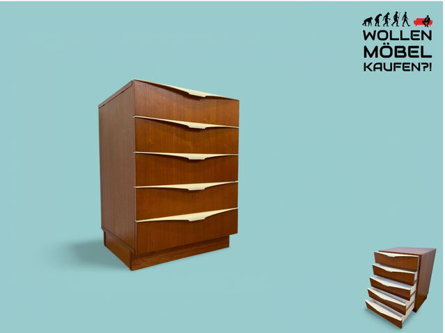 WMK # Very nice and well-preserved 70s chest of drawers with drawers and elegant original handles # Cupboard Chest of drawers Laundry chest Sideboard Cabinet Bedside table Vintage Mid-Century Retro