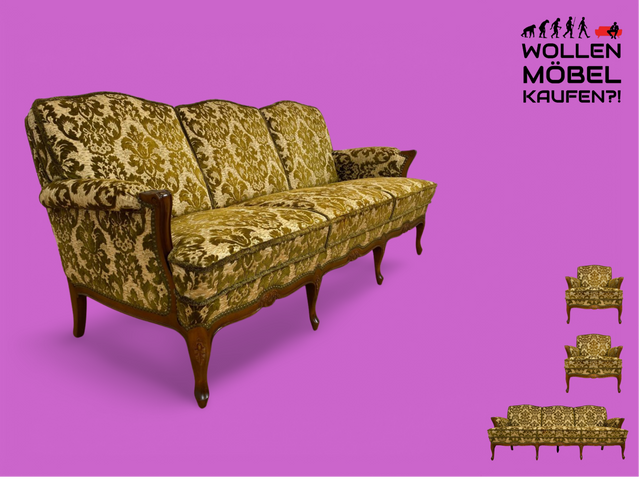 WMK # Wunderschönes Chippendale Sofa mit hochwertigem Brokat Bezug & Gold Braun & handverziertem Holzrahmen # Couch 3-Sitzer 3er Liege Sitzgarnitur Stilmöbel Barock Rokoko Vintage Berlin München Kiel