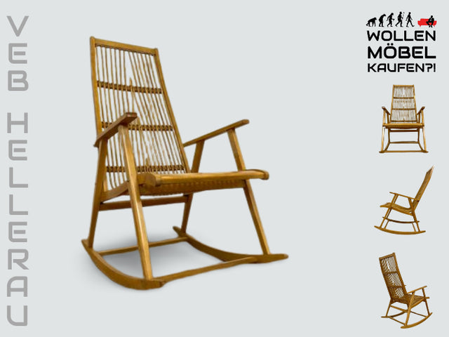 WMK I Der Design Klassiker von VEB Hellerau I Designer Schaukelstuhl by Selman Selmanagic I Buche & Rattan I Stuhl Sessel Lesesessel Rocking Chair Mid-Century Retro DDR Vintage 60er Berlin Köln Kassel