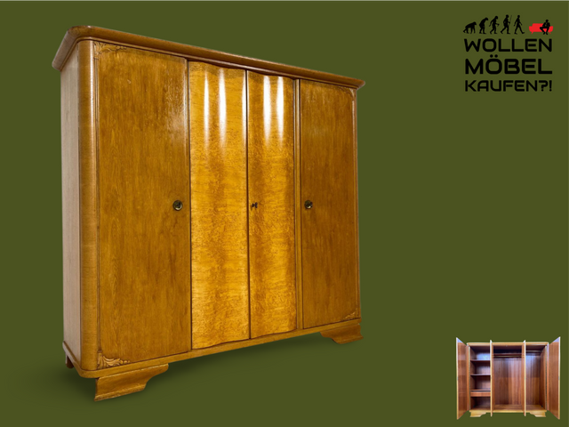 WMK I Wunderschöner heller 1930er Jahre Art Deco Kleiderschrank aus vollem Holz mit perfekter Aufteilung I Schrank Wäscheschrank Schlafzimmerschrank Wardrobe Antik Vintage I Berlin Dresden Regensburg