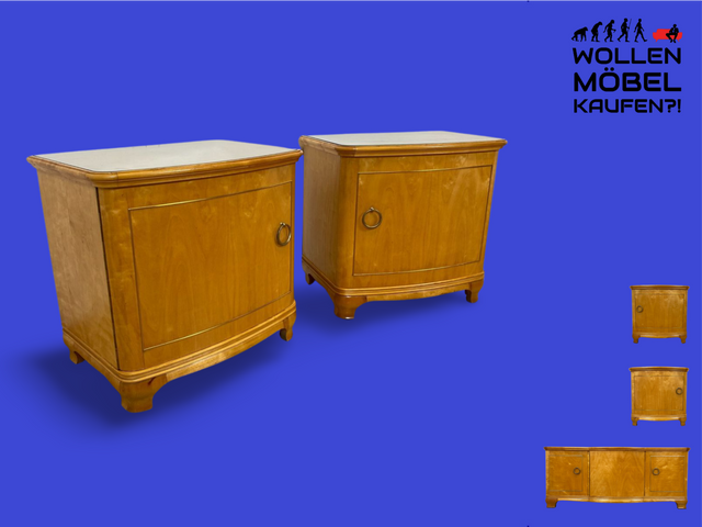 WMK I 1/2 Formschöner heller und großer Mid-Century Nachttisch aus vollem Holz mit Schubladen & abnehmbarer Glasauflage I Nachtkommode Nachtschrank Night Stand Kommode Vintage 60er Berlin Leipzig Kiel