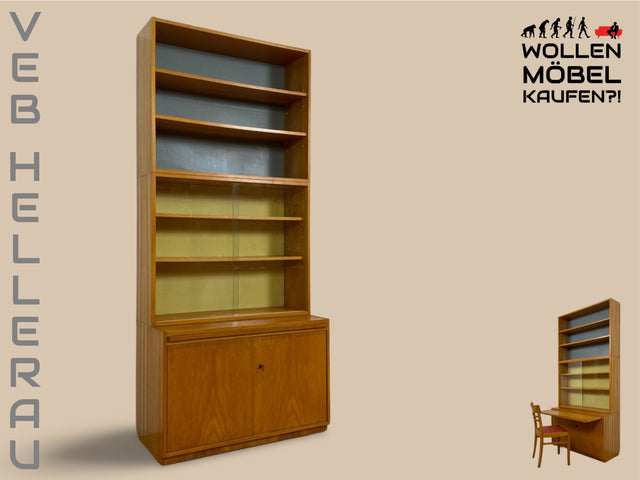 WMK I Stilvoller Designer Bücherschrank aus 1960ern von Bruno Knoblauch für VEB Hellerau I Bücherregal Regal Sekretär Highboard Regalwand Vitrine Büchervitrine Vintage Mid-Century DDR Berlin Hannover