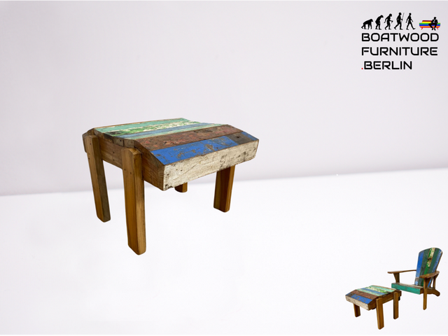 Boatwood by WMK # Bunterschöner und robuster Hocker aus altem Bootsholz, ein handgefertigtes Unikat aus massivem Teakholz # Fußhocker Fußbank Sitz Holzhocker Ablage Beistelltisch Bootsmöbel Treibholz