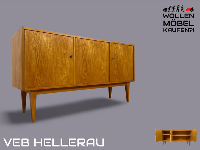 WMK I Stilvolles & gut erhaltenes Mid-Century Designer Sideboard 602/H aus 1961 von Franz Ehrlich für VEB Hellerau in Senesche I Kommode Wäschekommode TV Lowboard Anrichte Vintage Berlin Leipzig Kiel