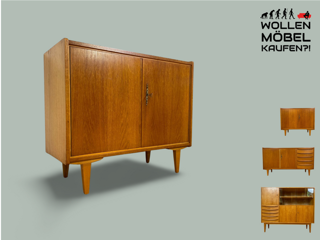 WMK I Stilvolle Mid-Century Kommode in Eiche aus 1967, bauähnlich mit 602 von Franz Ehrlich für VEB Hellerau I Sideboard Wäschekommode TV Lowboard Schrank Schuhschrank Vintage DDR Berlin München Bonn