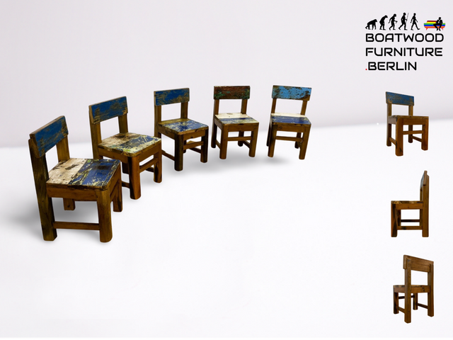 Boatwood by WMK I Einzigartiger & nachhaltiger bunter Kinderstuhl aus altem Bootsholz I handgefertigtes Unikat aus massivem Teakholz I Kinder Stuhl Holzstuhl Kindermöbel Kindersitz Treibholz I Versand