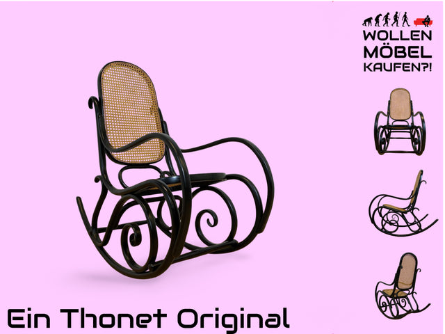 WMK # The Original! Famous and very well-preserved rocking chair Model 14 by Thonet with bentwood frame and Viennese wickerwork # Rocking armchair, reading chair, relaxation chair, vintage