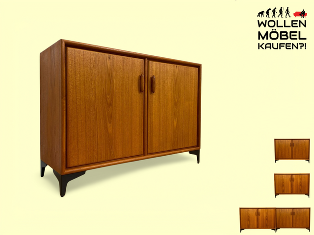 WMK # Zeitlos schöne Kommode aus skandinavischem Möbelkorpus in Teakholz auf Metallfüßen # Sideboard Wäschekommode Schubladenkommode TV-Bank TV-Lowboard Danish Design Mid-Century Vintage Hairpin Teak