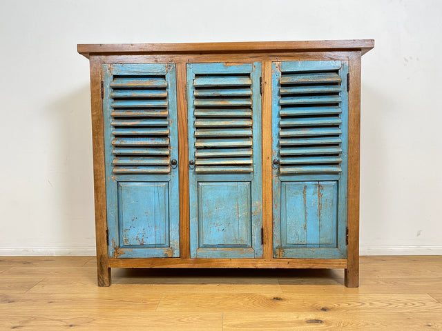 Boatwood by WMK # Einzigartiger Schrank aus altem Bootsholz, ein handgefertigtes Unikat aus massivem Teakholz # Sideboard Anrichte Wäscheschrank Küchenschrank Kommode Schuhschrank Flurschrank Lamellen