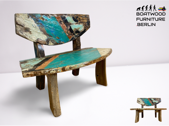 Boatwood by WMK I Einzigartige Sitzbank handgefertigt aus altem Bootsholz I Ein Unikat aus Teakholz massiv I Couch Bank Holzbank Bench Küchenbank Gartenmöbel Bootsmöbel Balkonmöbel Berlin Kiel Hamburg