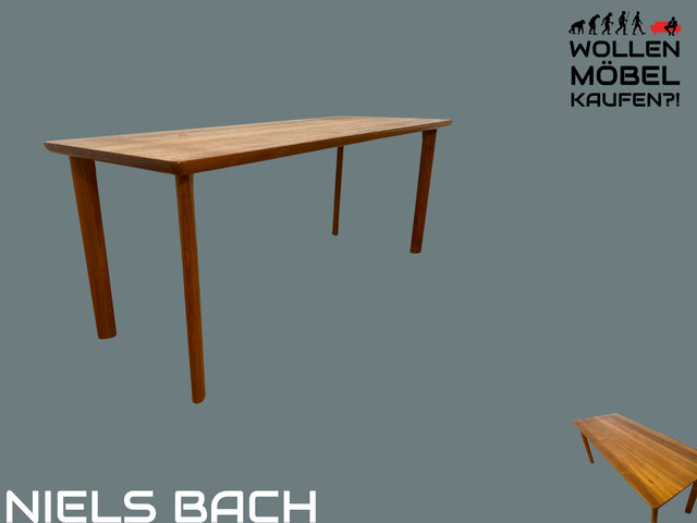 Seltener skandinavischer Mid-Century Designertisch von A/S Niels Bach Møbelfabrik in Teakholz I hoher Couchtisch Salontisch niedriger Esstisch Holztisch Küchentisch Tisch Danish Design Vintage