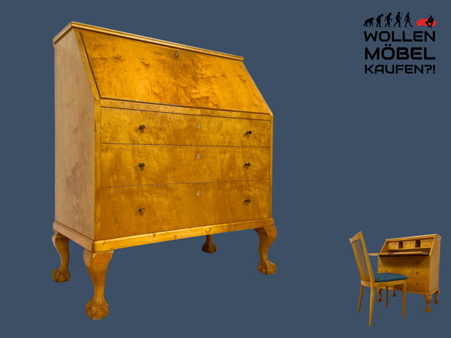Stilvoller skandinavischer 60er Jahre Sekretär mit Schubladen und stabiler Schreibklappe I Vollholz I Schreibkommode Schreibschrank Schreibtisch Kommode Mid-Century Vintage I