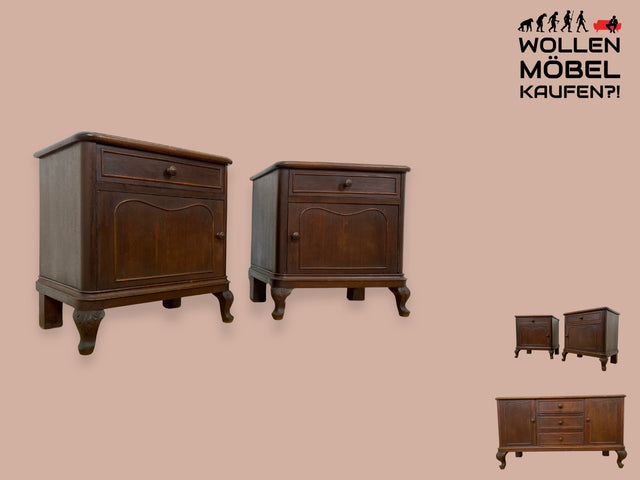 WMK I 1/2 Sehr schöner antiker Nachttisch aus vollem Holz und handverziert I Nachtschrank Nachtkommode Nachtschränkchen Beistelltisch Kommode Night Stand Chippendale Vintage I Berlin Dresden Trier