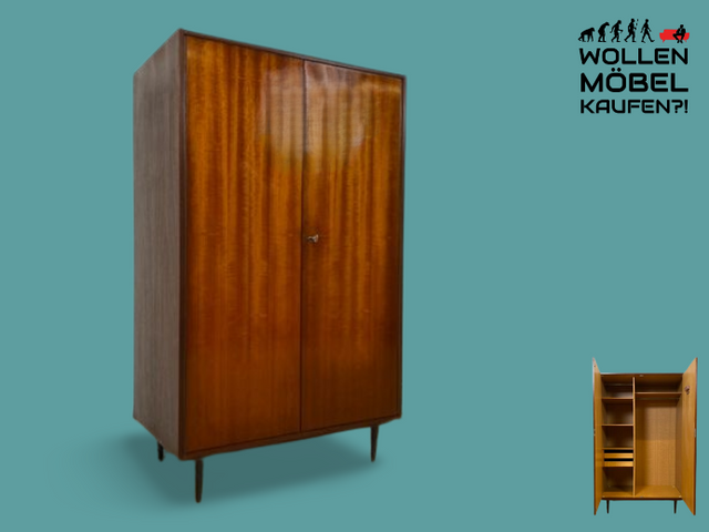 WMK I Perfekt aufgeteilter Mid-Century Kleiderschrank mit Schubladen & Kleiderstange I Schrank Wäscheschrank Schlafzimmerschrank Dielenschrank Garderobe Wardrobe 50er 60er Vintage Berlin Hamburg Köln